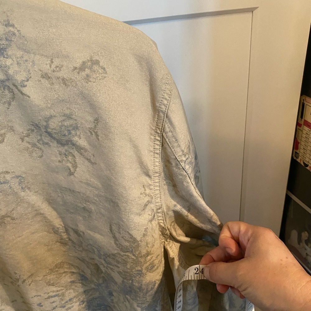 Vintage Chaps Light Blue Tan Floral Rose Utility Chore Coat Boho Western Spring - Picture 14 of 16